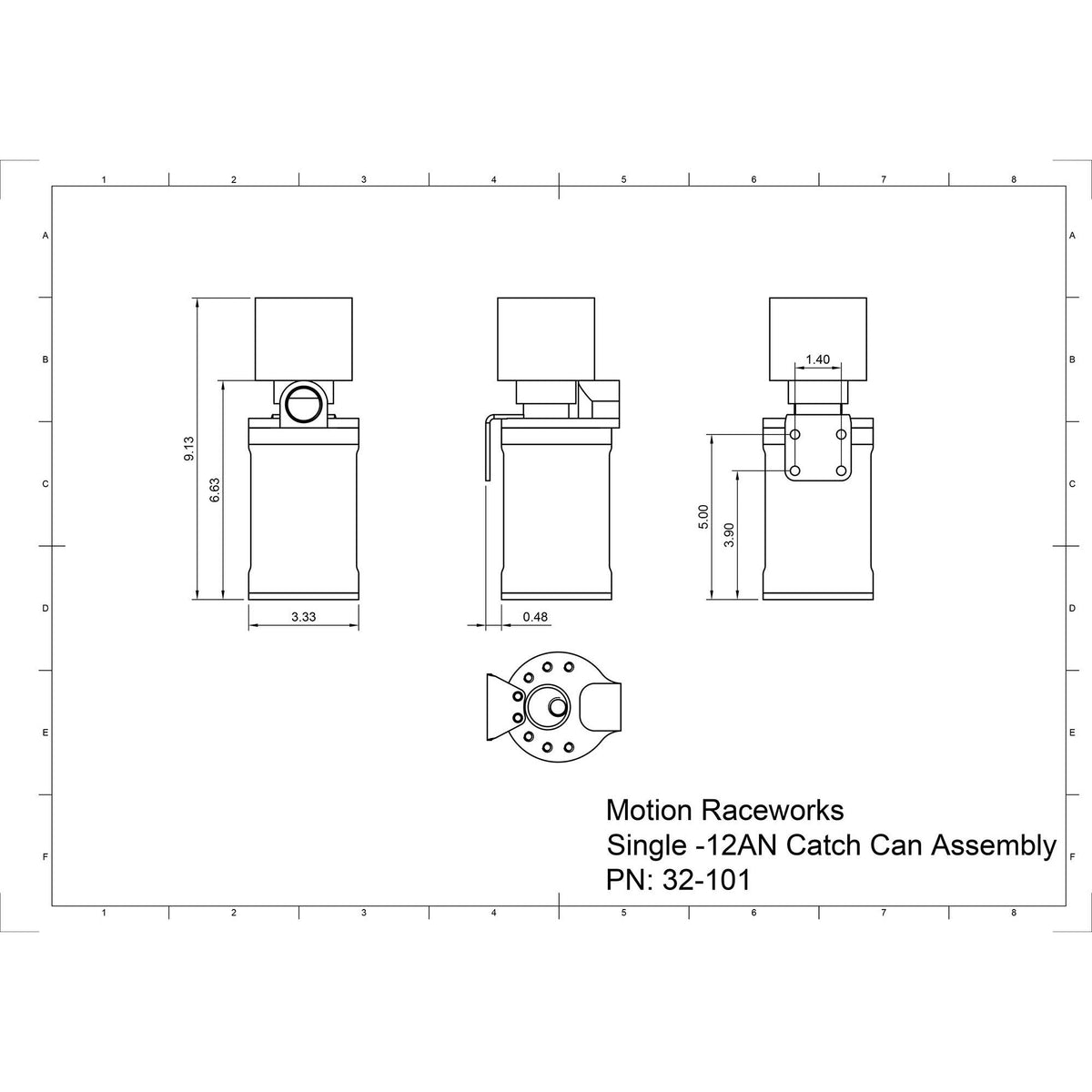 Motion Raceworks Top Loader Billet Oil Catch Can ( Single 12 AN Port ) 32-101-Motion Raceworks-Motion Raceworks
