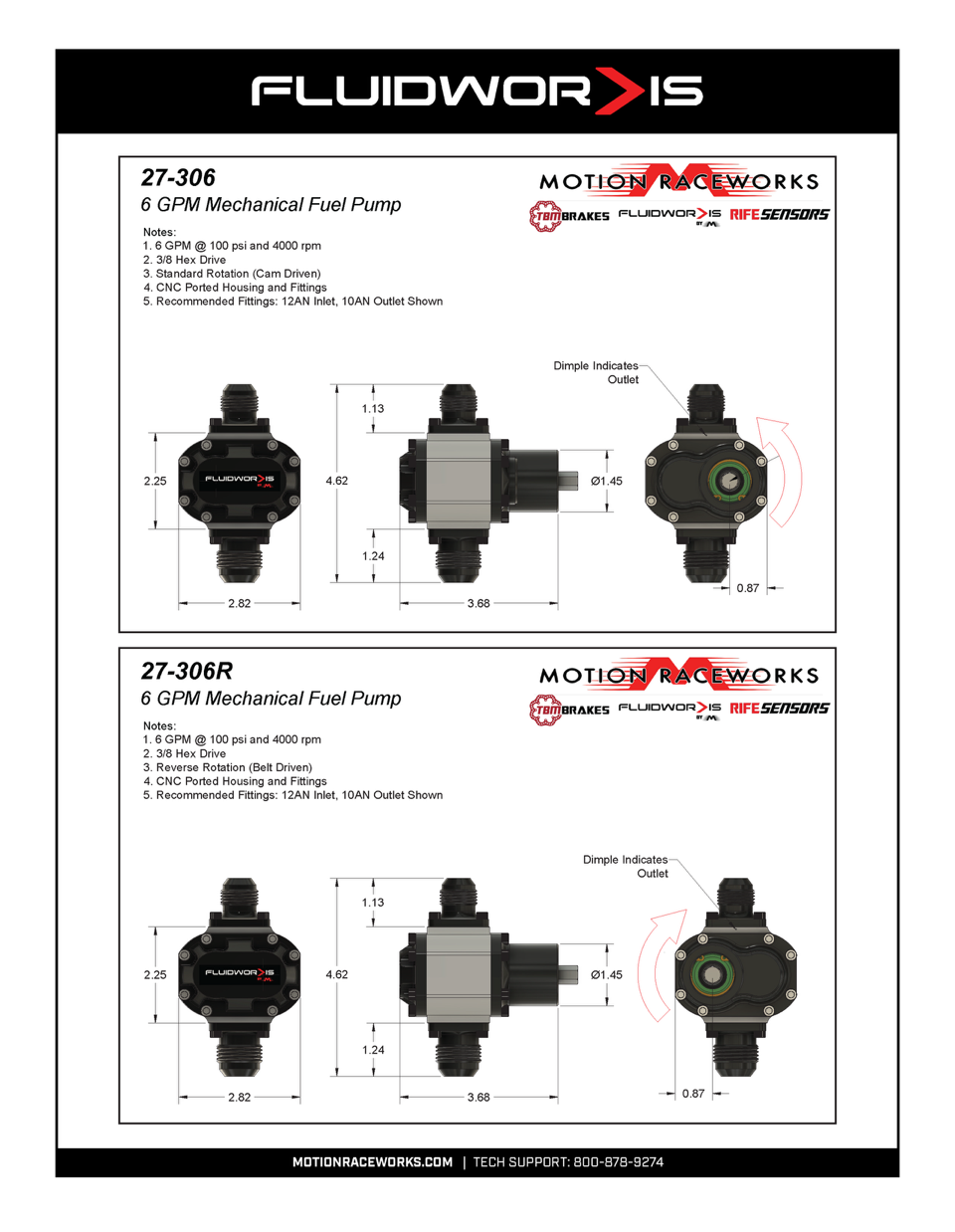 Fluidworks 6 GPM Mechanical Fuel Pump - Motion Raceworks