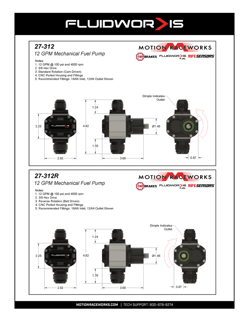 Fluidworks 12 GPM Mechanical Fuel Pump - Motion Raceworks
