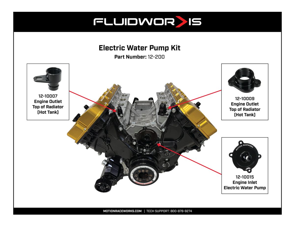 Motion Raceworks Coyote Billet Water Pump to AN Adaptor (Cylinder Head)