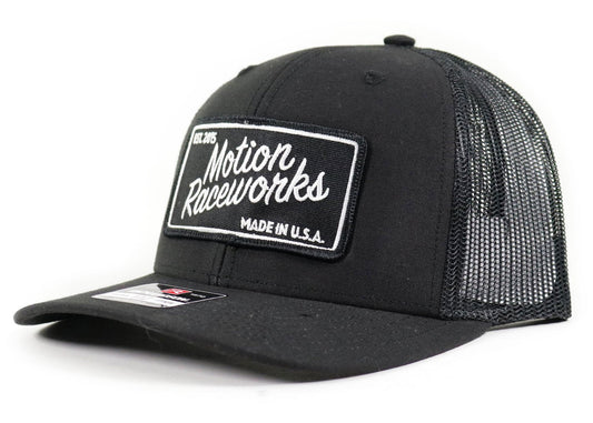 Motion Heritage Hat Black/Black Snapback XL (Extra Large) - Motion Raceworks