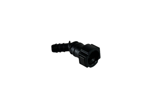 Quick Release Fitting to 3/8" Barb 45 Degree Factory 3/8" Valve Cover Connection (Plastic) - Motion Raceworks