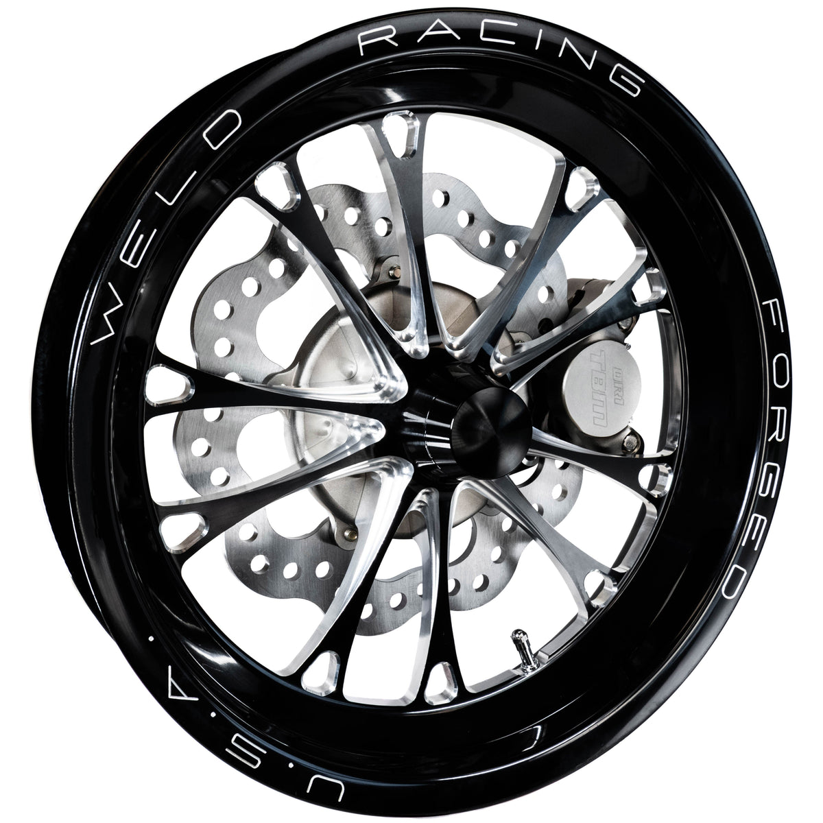TRZ 326-MUS-31 (79-04 Mustang) 3" Drop Billet Spindle 2 Piston Spindle Mount Wheel Front Brake Kit - Motion Raceworks