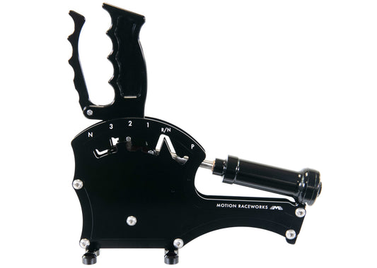 TH350 Clean Neutral 3 Speed Push To Shift Operator Series Billet Shifter Rear Exit w/ CO2 Assist - Motion Raceworks