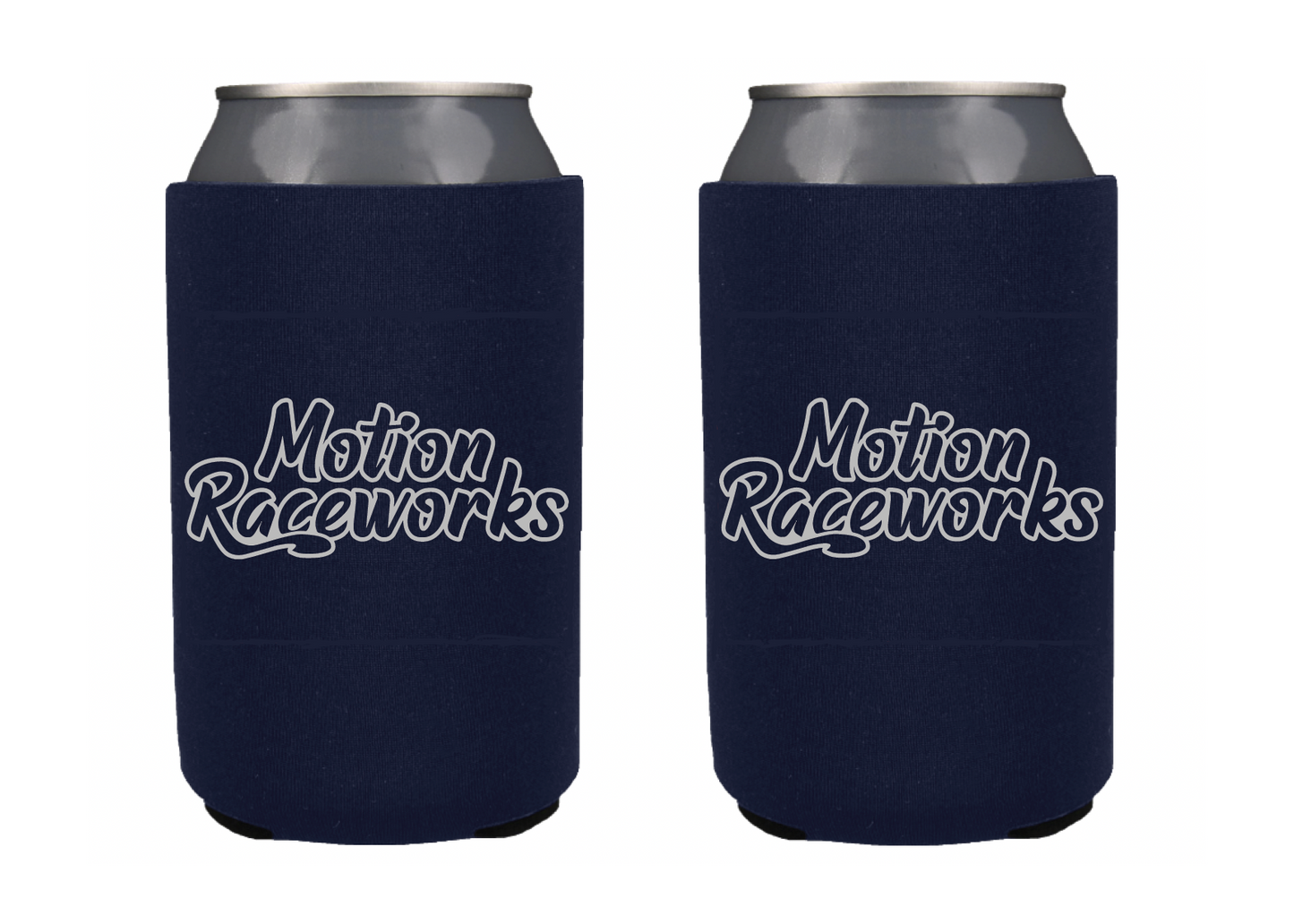 Navy Blue Motion Logo Retro Koozie - Motion Raceworks