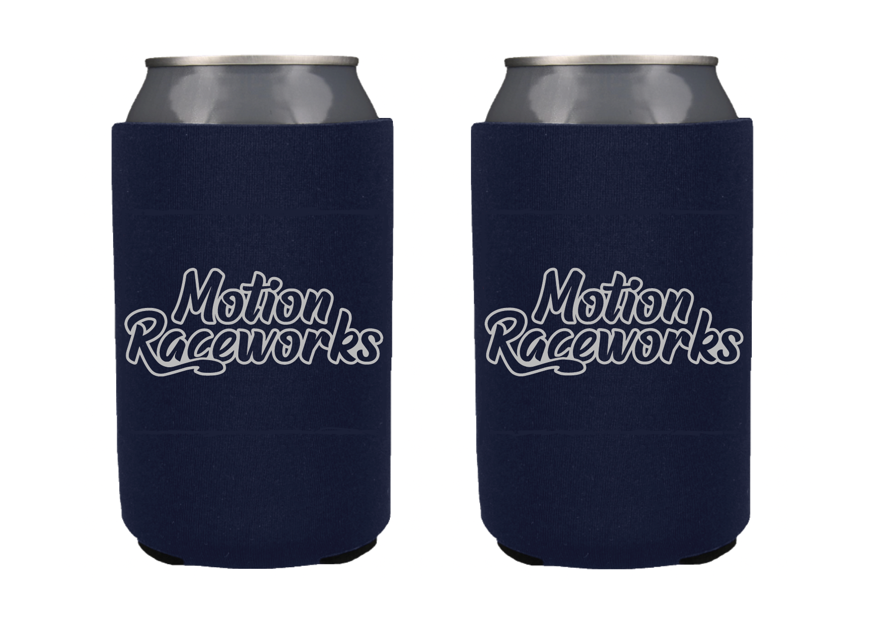 Navy Blue Motion Logo Retro Koozie - Motion Raceworks