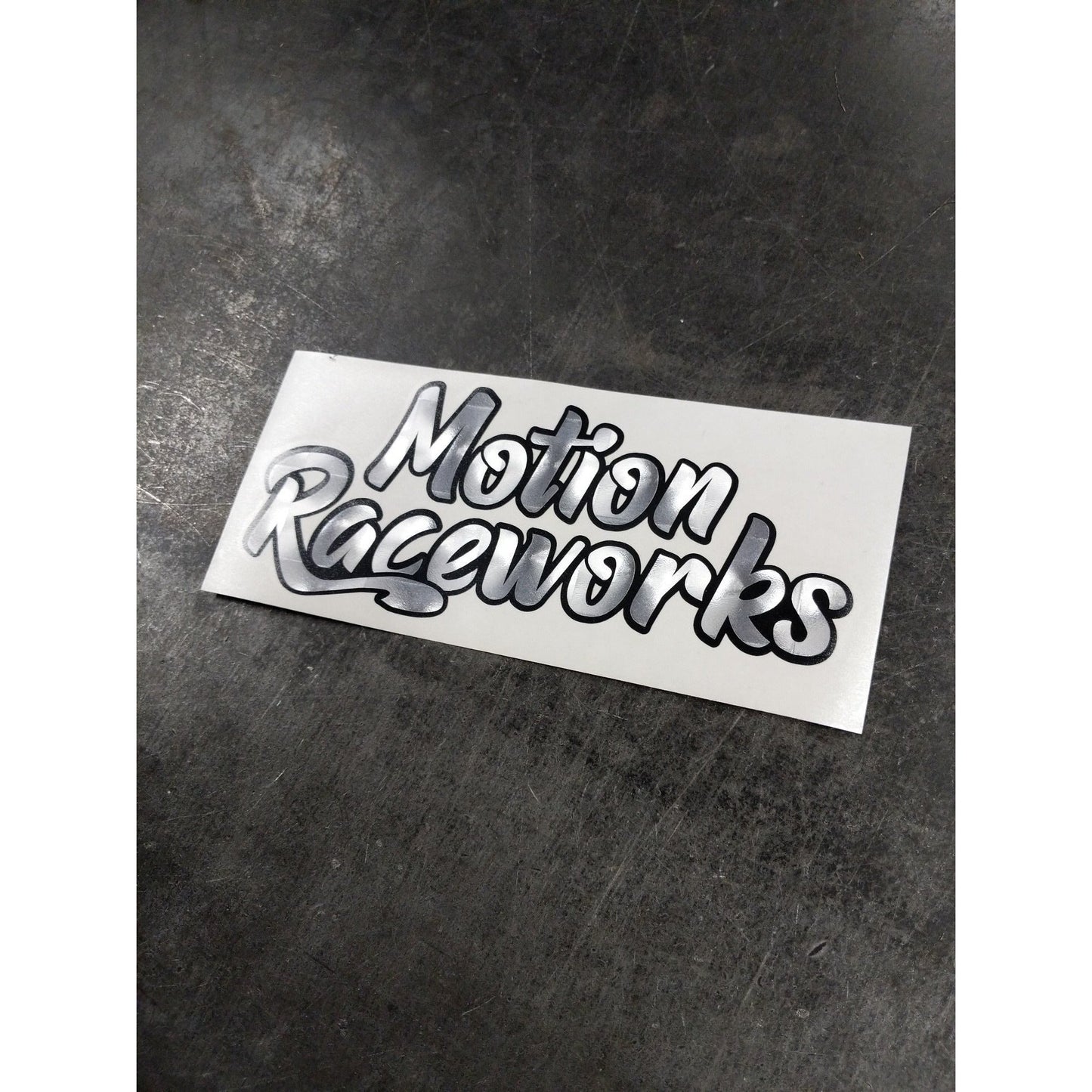 Motion Retro Decal 8” Long - MD-R8 Silver-Motion Raceworks-Motion Raceworks