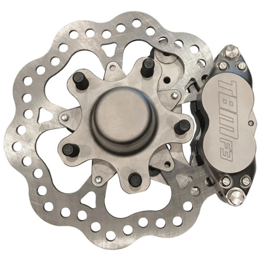TRZ 328-32 (79-81 Camaro/79 Nova) Stock Height Billet Spindle Medium Duty 4 Piston Front Brake Kit - Motion Raceworks
