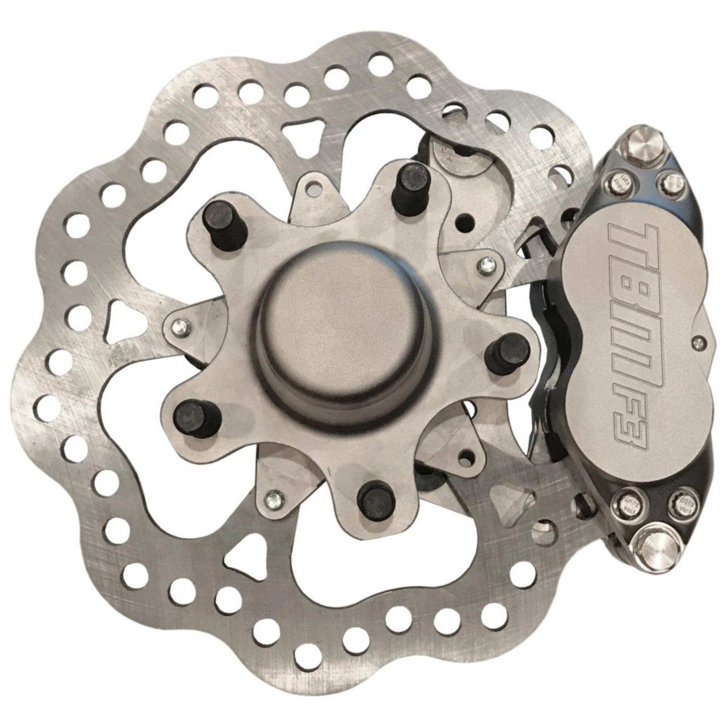 TRZ 328-MUS1 (79-93 Mustang) Stock Height Billet V8 Spindle Medium Duty 4 Piston Front Brake Kit (5 on 4.50 Hubs) - Motion Raceworks