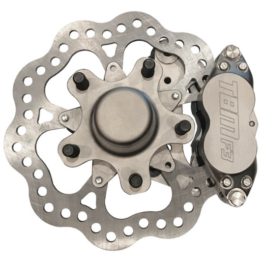 TRZ 328-52 (G-body / S10) Stock Height Billet Spindle Medium Duty 4 Piston Front Brake Kit - Motion Raceworks
